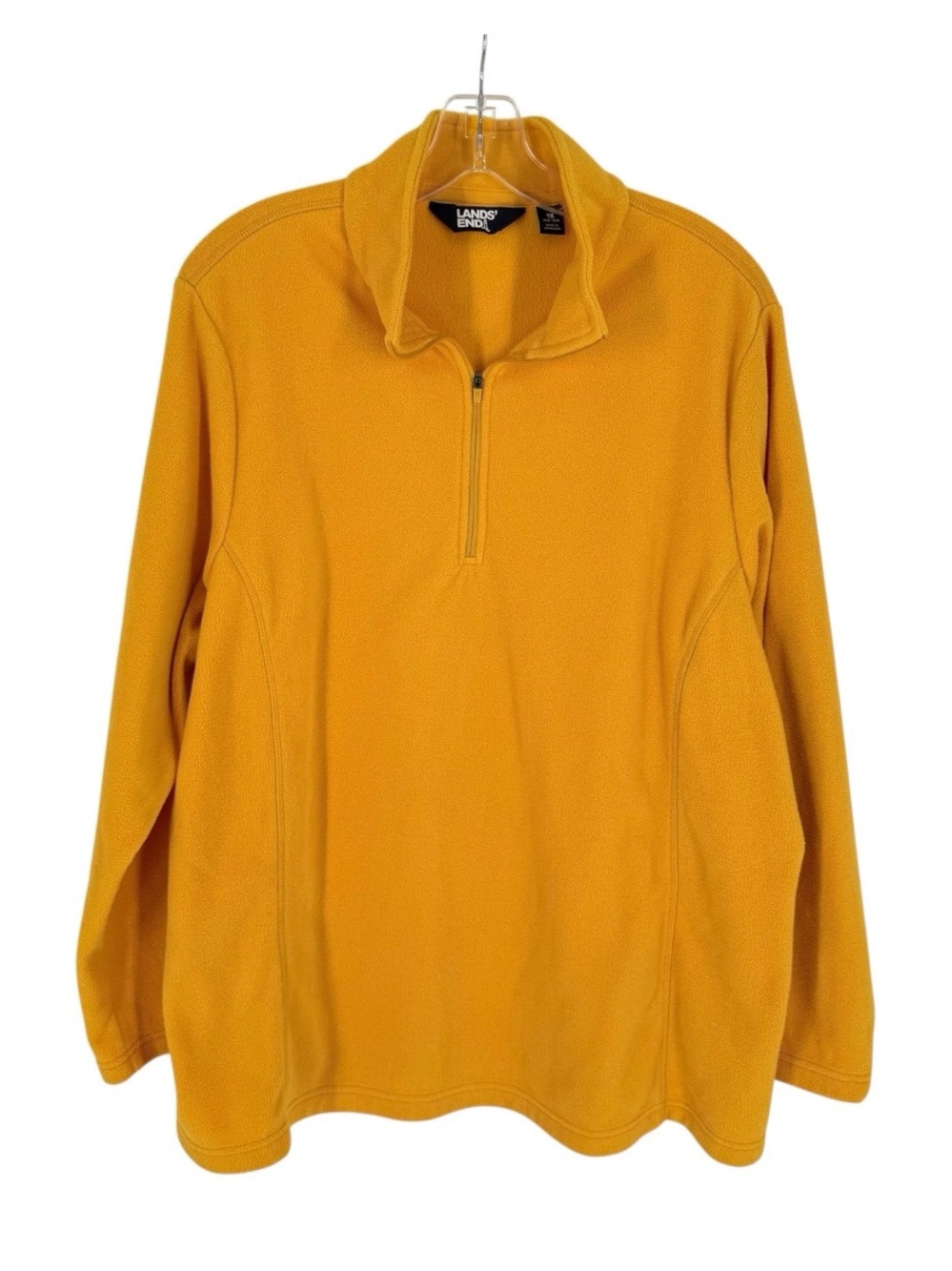 Lands End Lightweight Fleece Pullover Womens Size 1X Golden Yellow 1/4 Zip